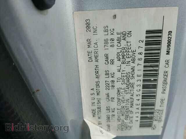 2003 MITSUBISHI ECLIPSE - VIN: 4A3AE45G33E176872 - Photo 10