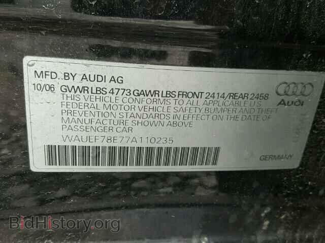 2007 AUDI A4 - VIN: WAUEF78E77A110235 - Фото 10