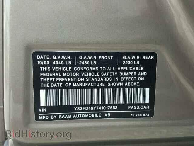 2004 SAAB 9 3 - VIN: YS3FD49Y741017563 - Фото 10
