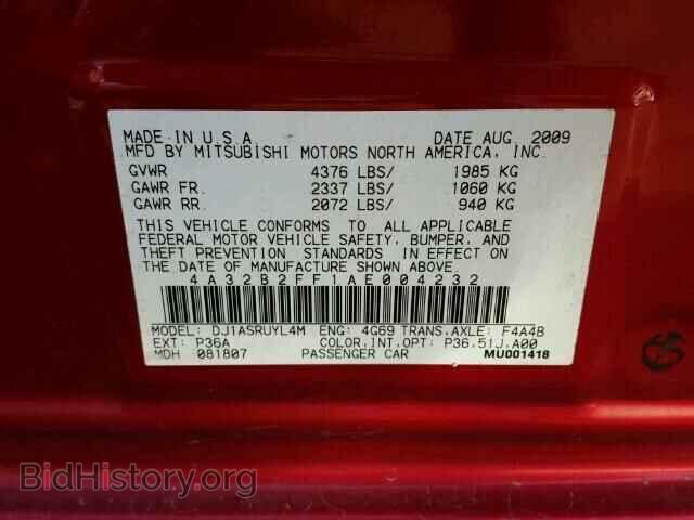 2010 MITSUBISHI GALANT - VIN: 4A32B2FF1AE004232 - Фото 10