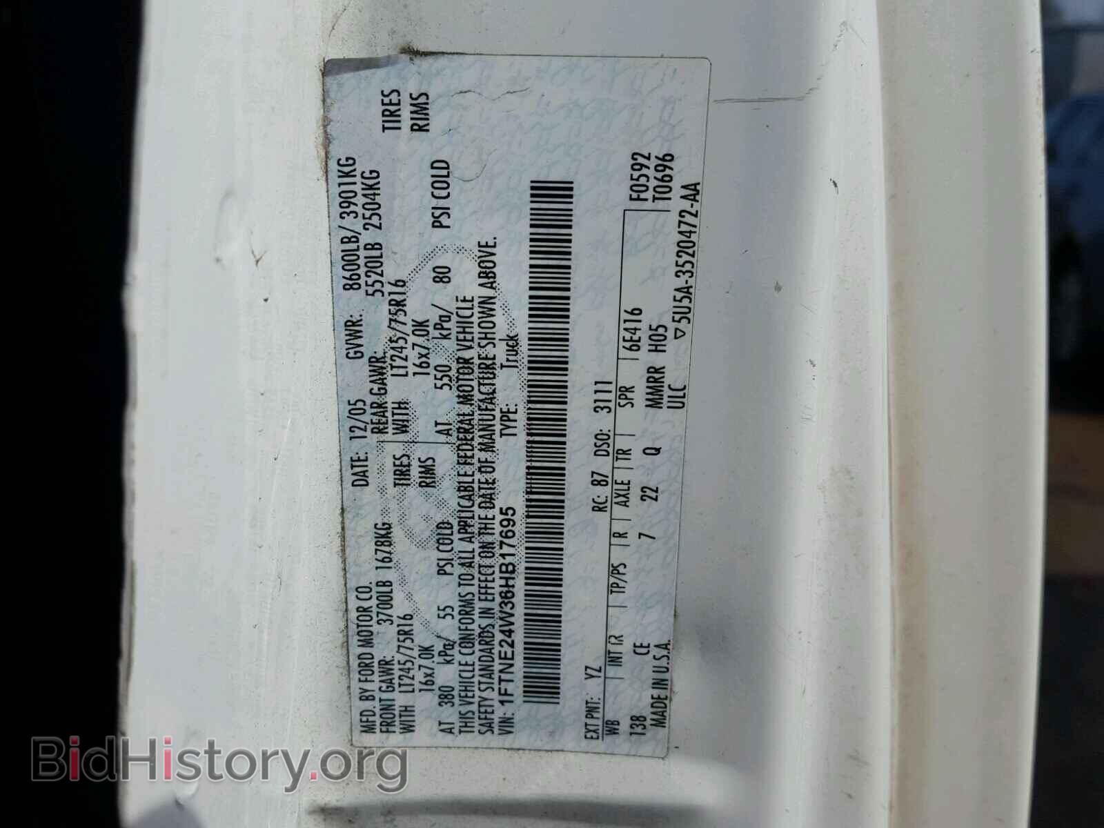 2006 FORD ECONOLINE - VIN: 1FTNE24W36HB17695 - Фото 10