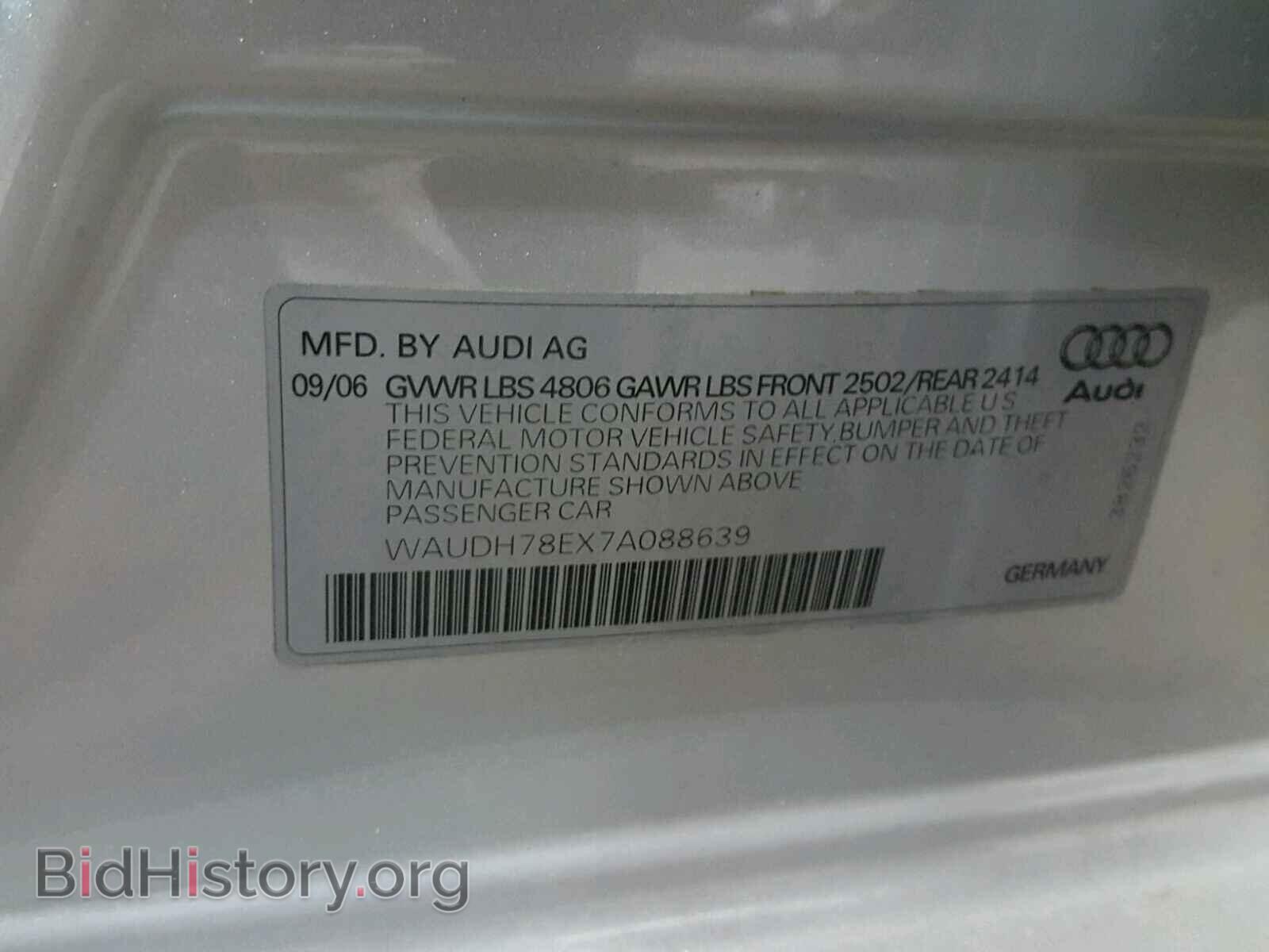 2007 AUDI A4 - VIN: WAUDH78EX7A088639 - Фото 10