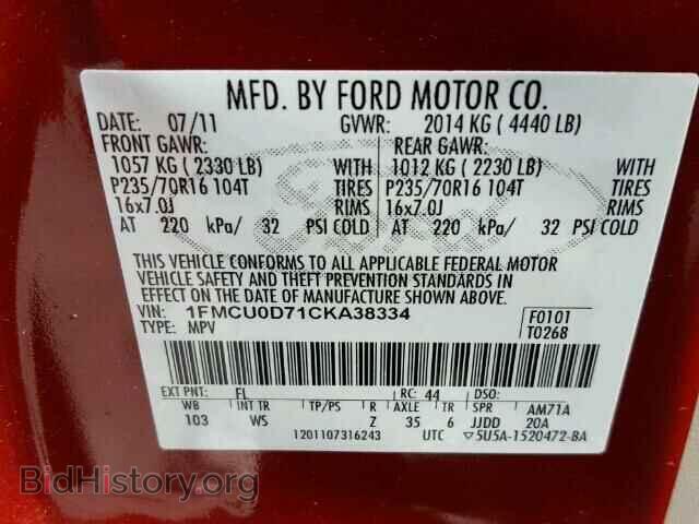 2012 FORD ESCAPE - VIN: 1FMCU0D71CKA38334 - Photo 10