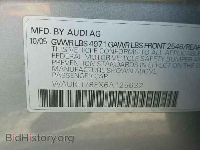2006 AUDI A4 - VIN: WAUKH78EX6A125632 - Фото 10