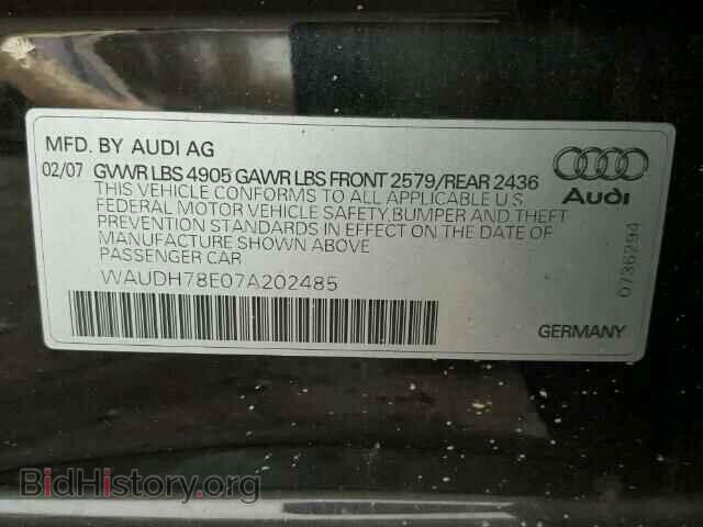2007 AUDI A4 - VIN: WAUDH78E07A202485 - Фото 10