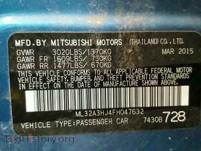 2015 MITSUBISHI MIRAGE - VIN: ML32A3HJ4FH047632 - Фото 10
