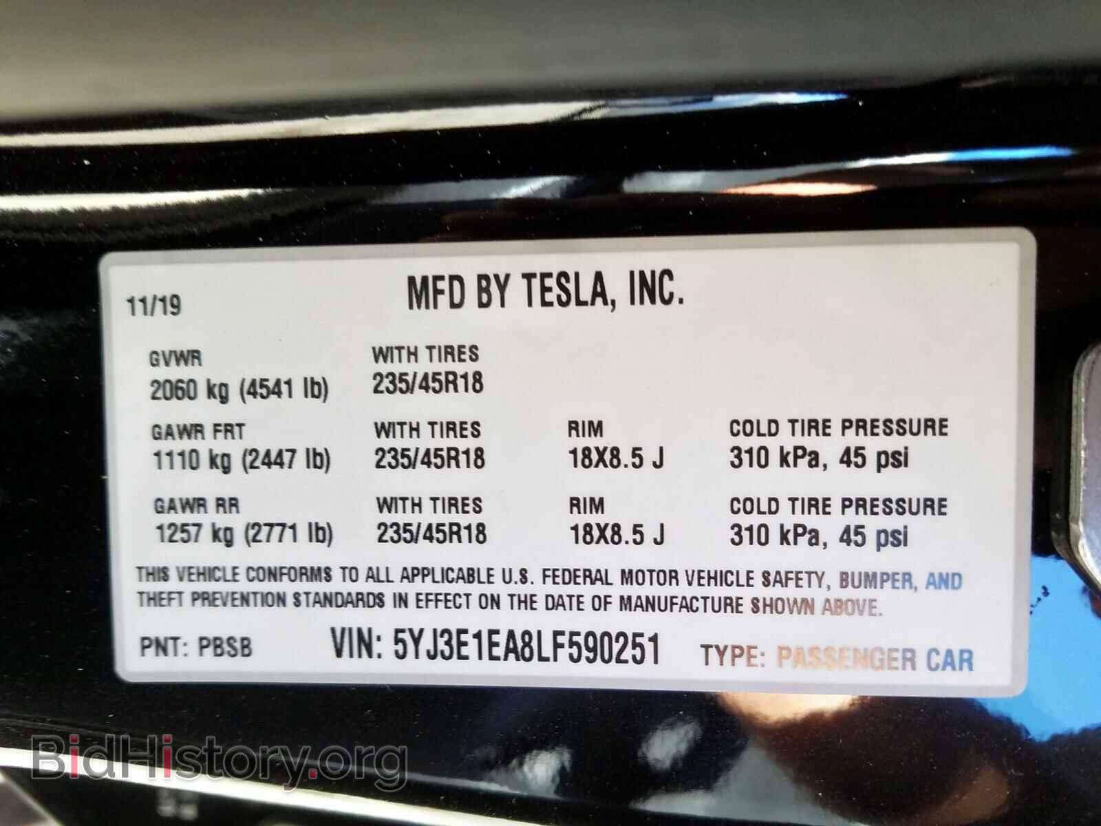 2020 TESLA MODEL 3 - VIN: 5YJ3E1EA8LF590251 - Photo 10