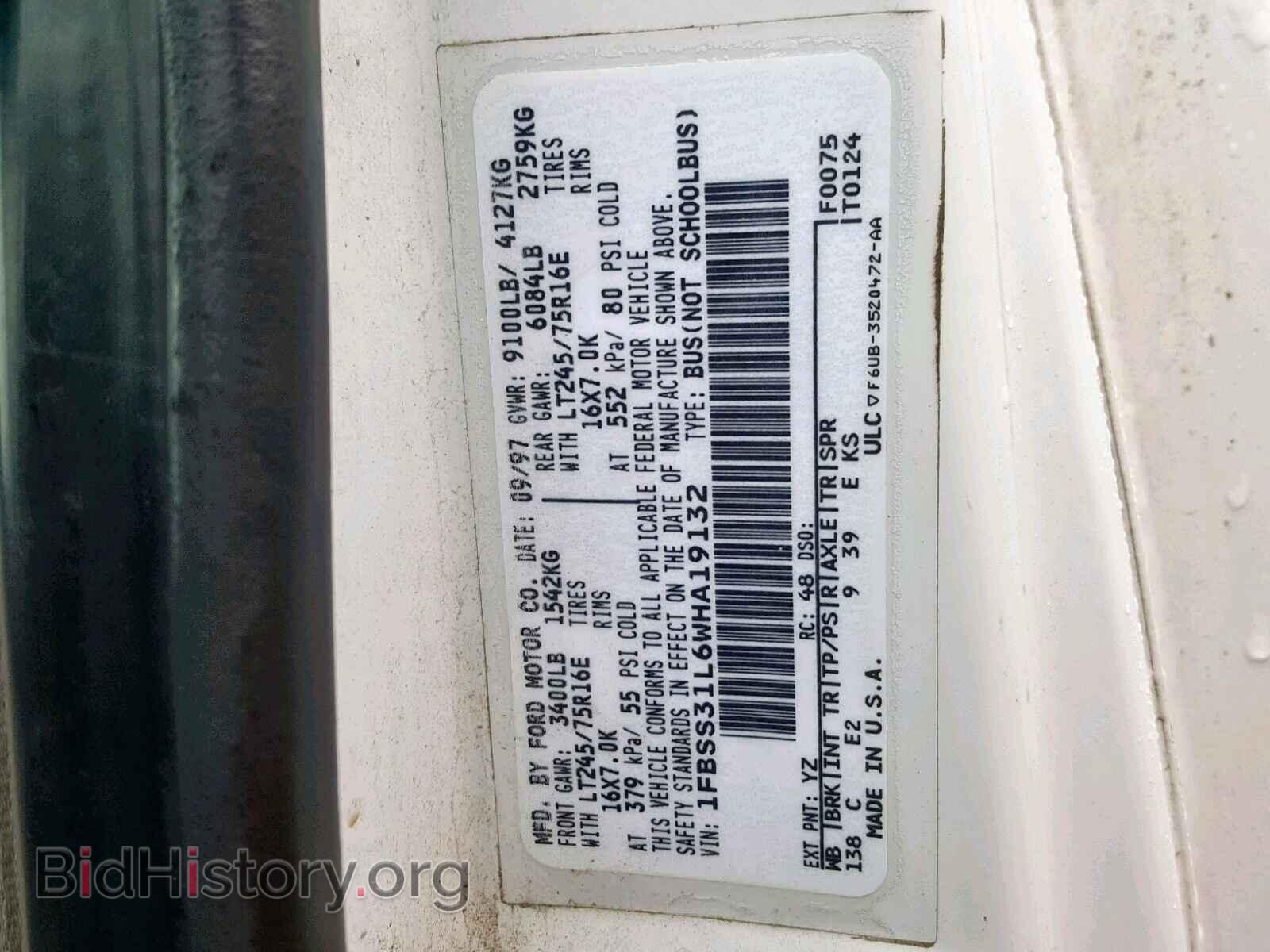 1998 FORD ECONOLINE - VIN: 1FBSS31L6WHA19132 - Фото 10