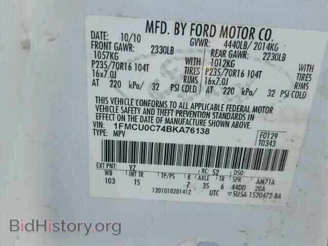 2011 FORD ESCAPE - VIN: 1FMCU0C74BKA76138 - Photo 10