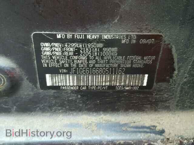 2008 SUBARU IMPREZA - VIN: JF1GE61668G511162 - Фото 10