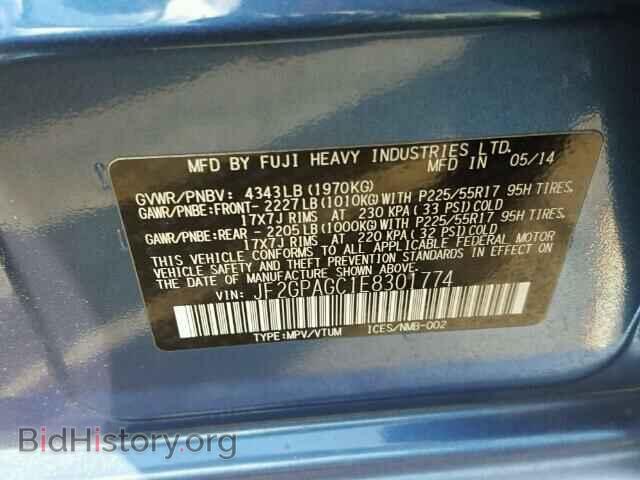 2014 SUBARU XV - VIN: JF2GPAGC1E8301774 - Фото 10