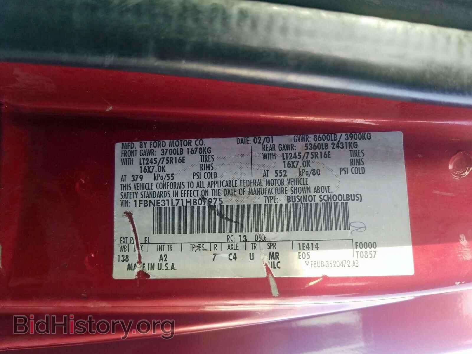 2001 FORD ECONOLINE - VIN: 1FBNE31L71HB07975 - Photo 10