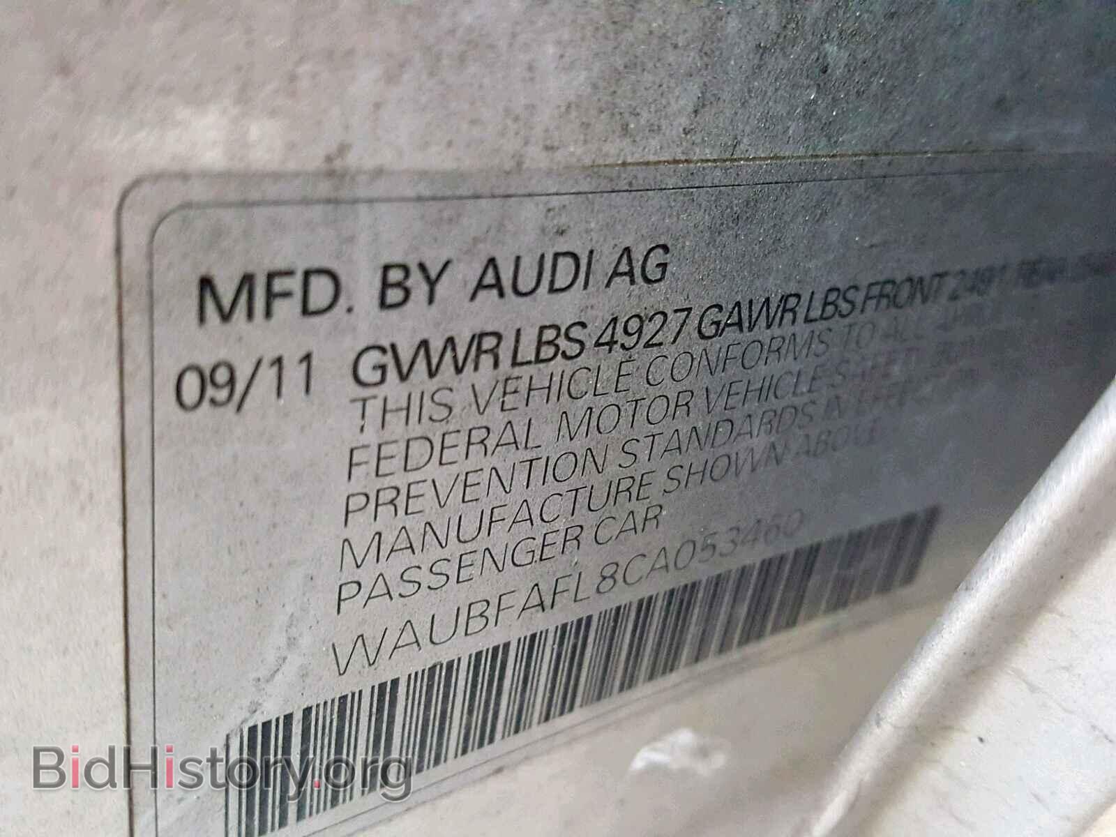 2012 AUDI A4 - VIN: WAUBFAFL8CA053460 - Фото 10