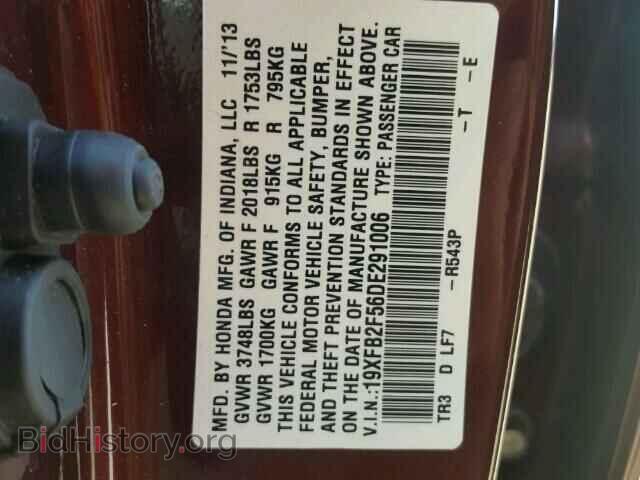 2013 HONDA CIVIC - VIN: 19XFB2F56DE291006 - Фото 10