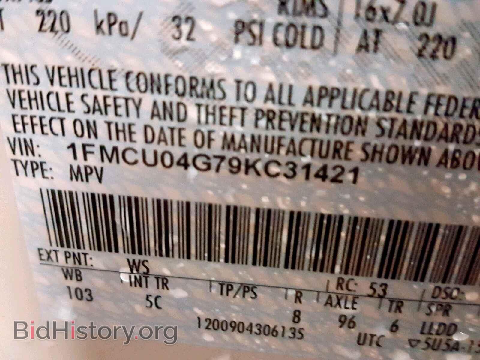 2009 FORD ESCAPE - VIN: 1FMCU04G79KC31421 - Фото 10