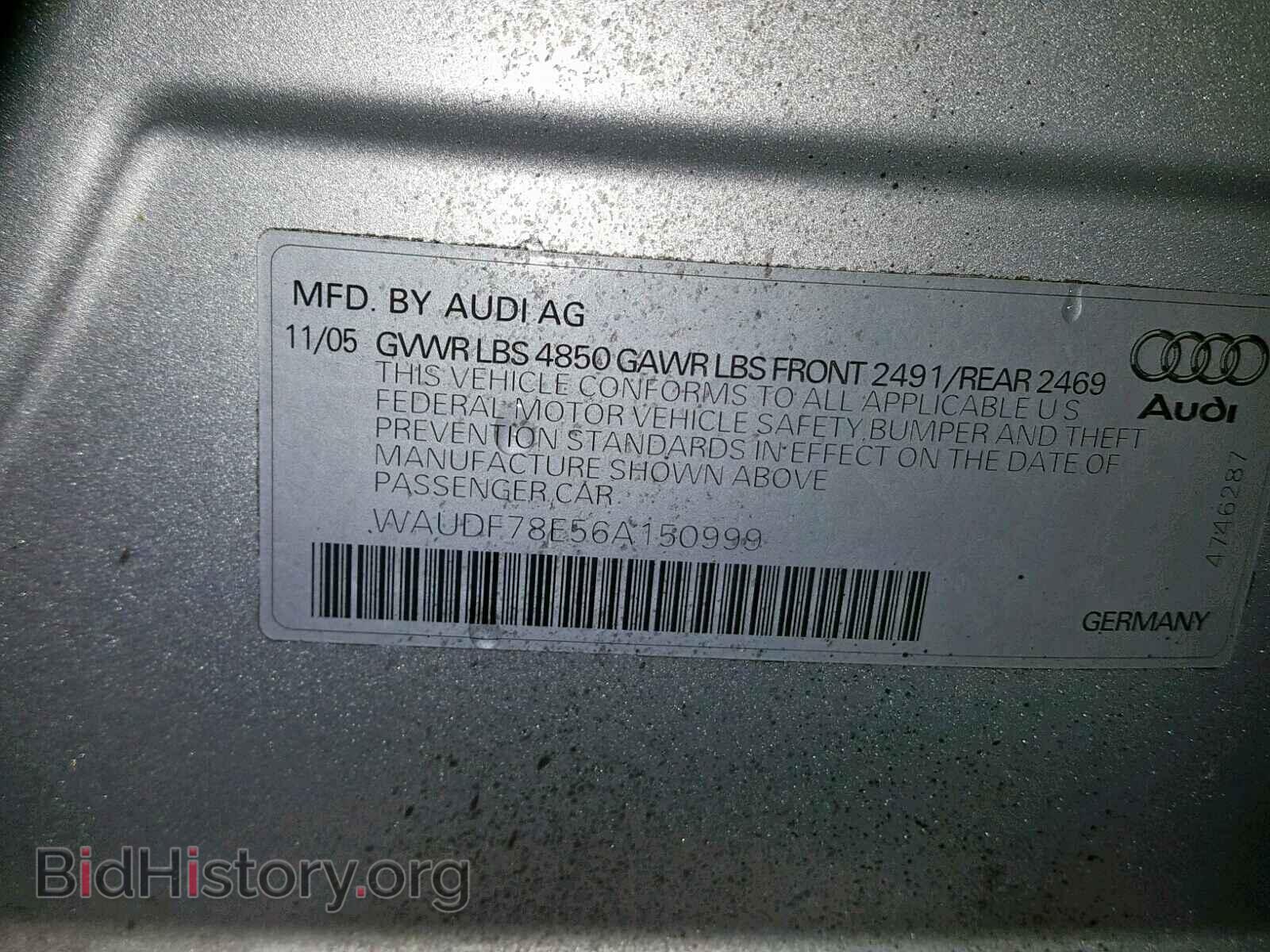 2006 AUDI A4 - VIN: WAUDF78E56A150999 - Фото 10