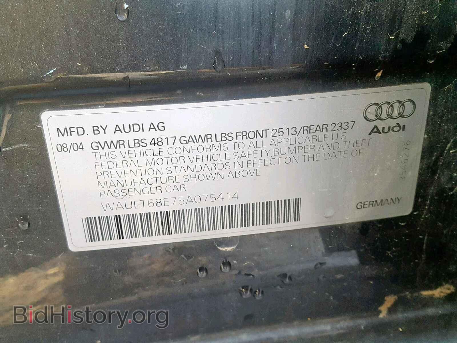 2005 AUDI A4 - VIN: WAULT68E75A075414 - Photo 10