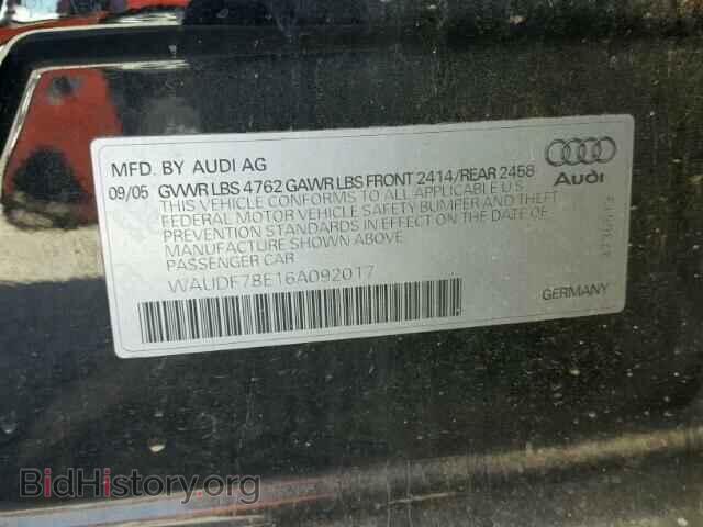 2006 AUDI A4 - VIN: WAUDF78E16A092017 - Фото 10