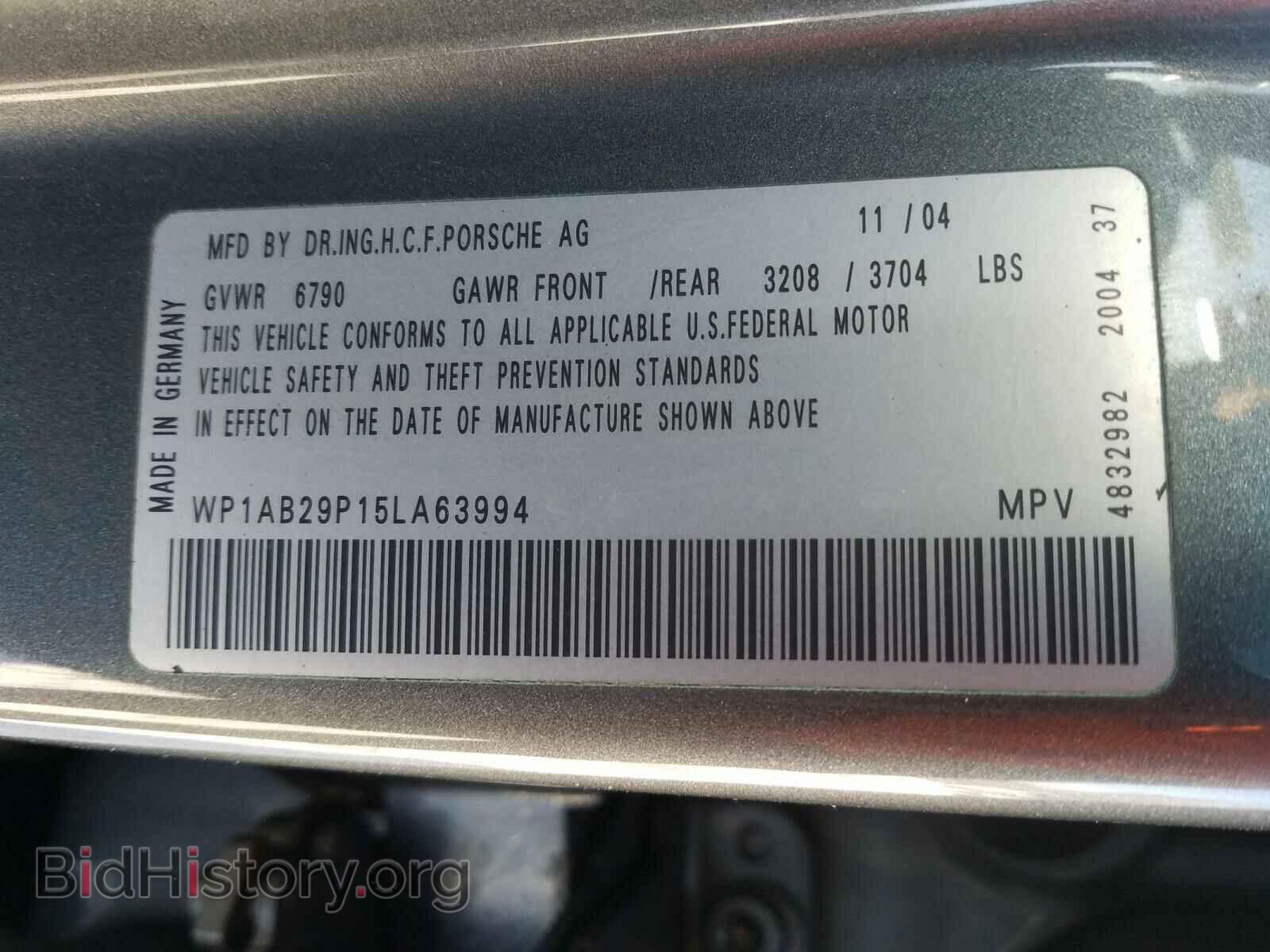 2005 PORSCHE CAYENNE - VIN: WP1AB29P15LA63994 - Фото 10
