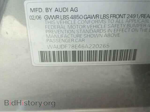 2006 AUDI A4 - VIN: WAUDF78E46A220265 - Фото 10
