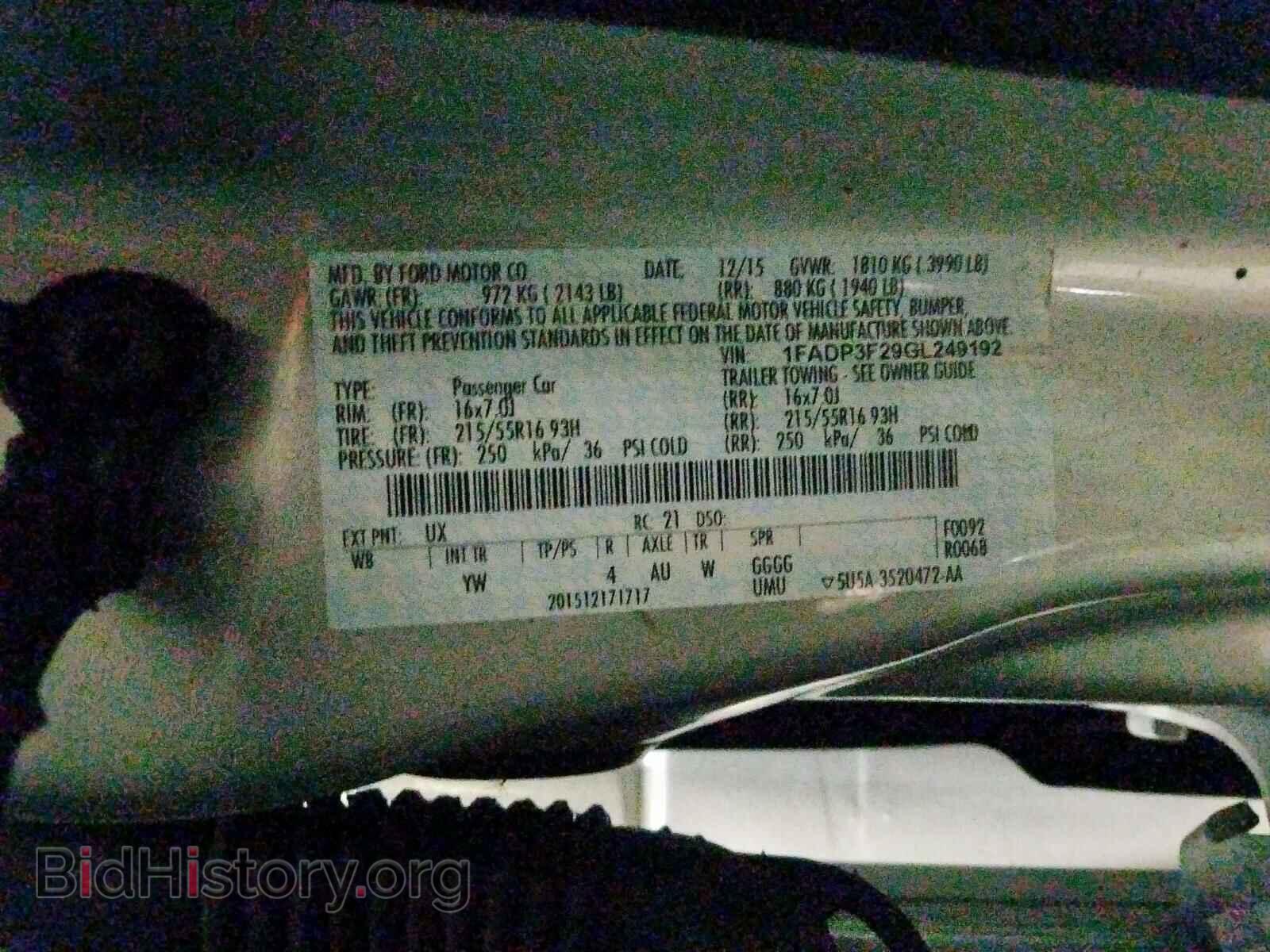 2016 FORD FOCUS - VIN: 1FADP3F29GL249192 - Фото 10