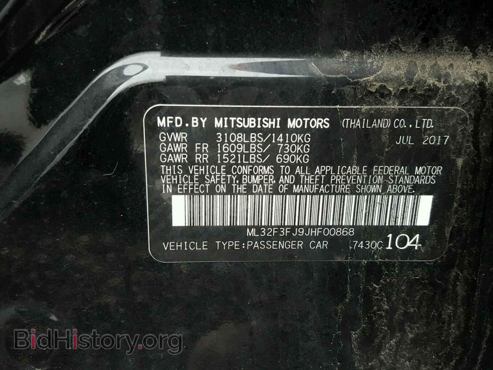 2018 MITSUBISHI MIRAGE - VIN: ML32F3FJ9JHF00868 - Фото 10