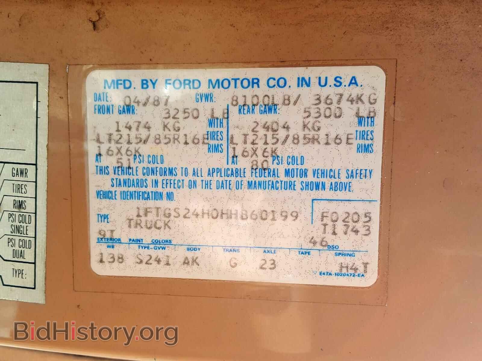 1987 FORD ECONOLINE - VIN: 1FTGS24H0HHB60199 - Photo 10