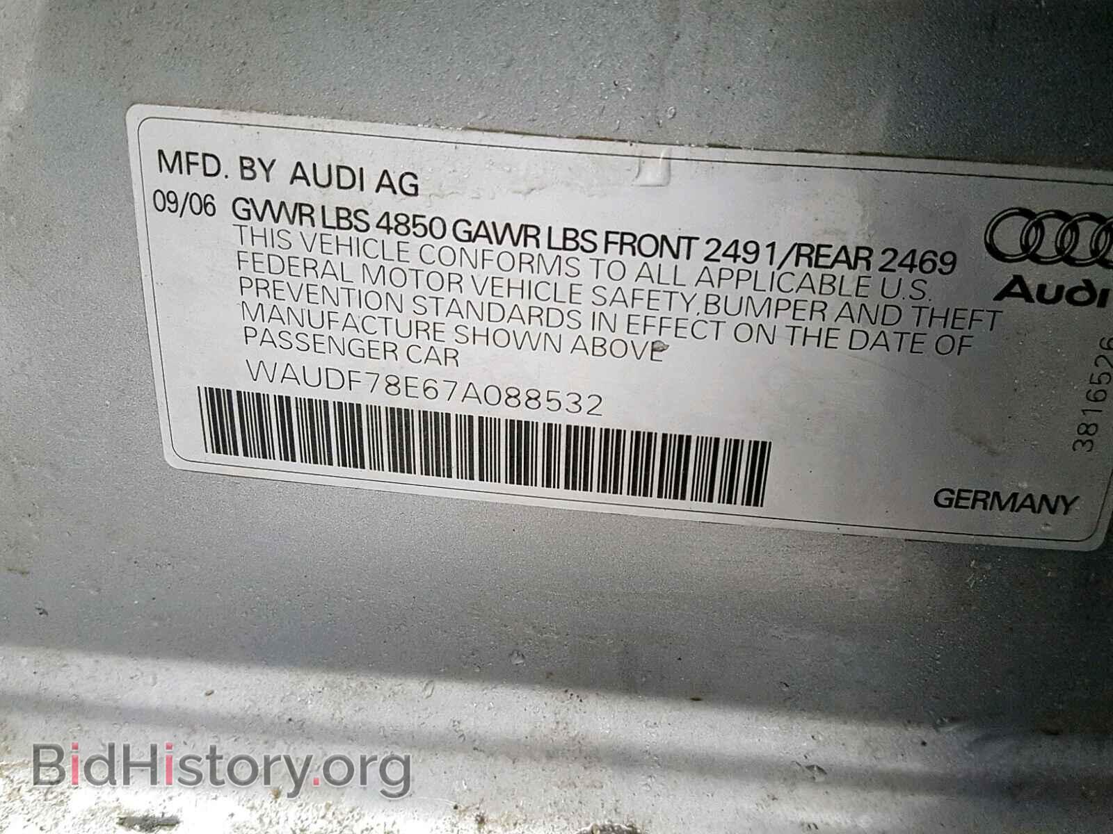 2007 AUDI A4 - VIN: WAUDF78E67A088532 - Фото 10