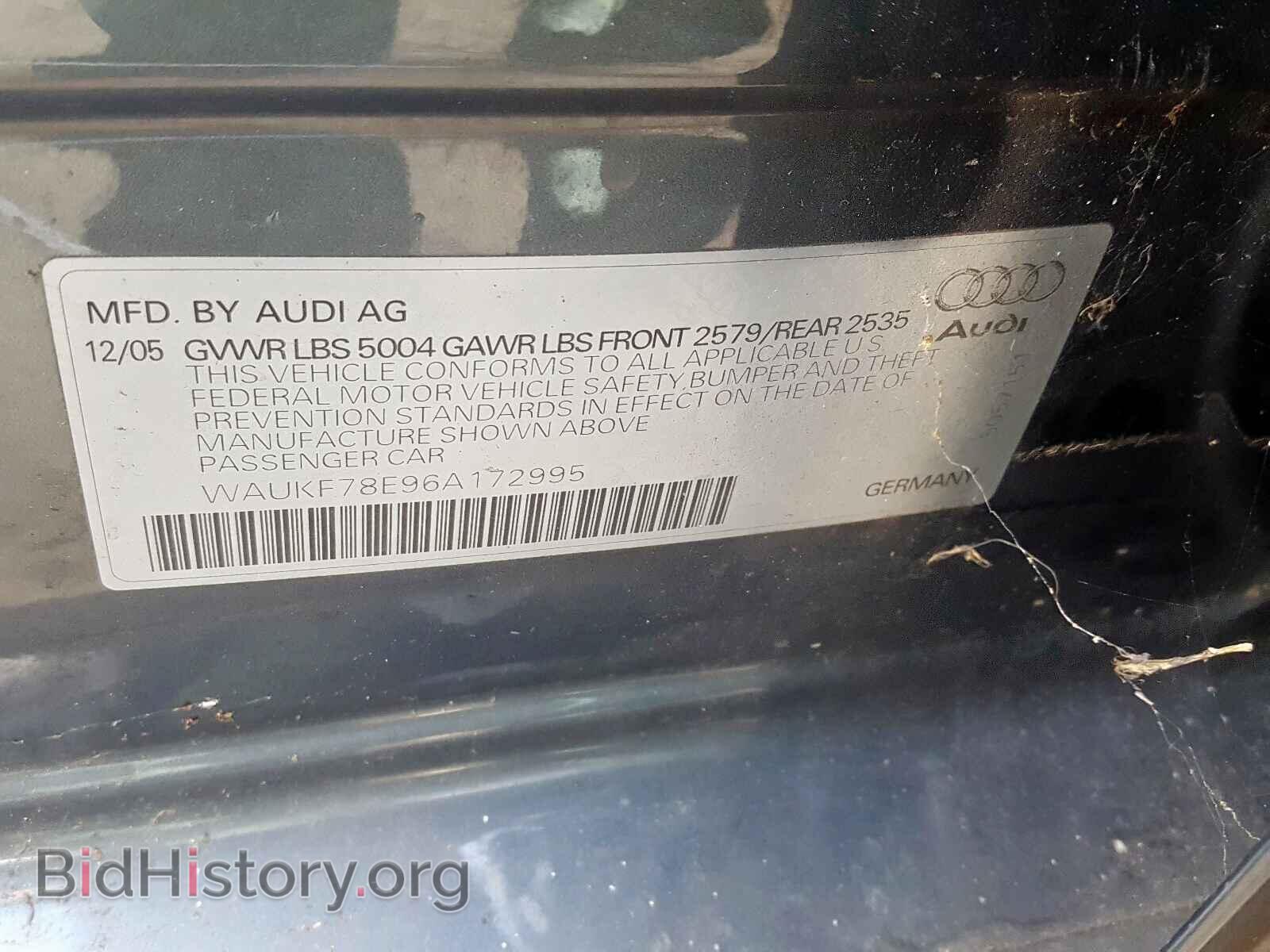 2006 AUDI A4 - VIN: WAUKF78E96A172995 - Photo 10