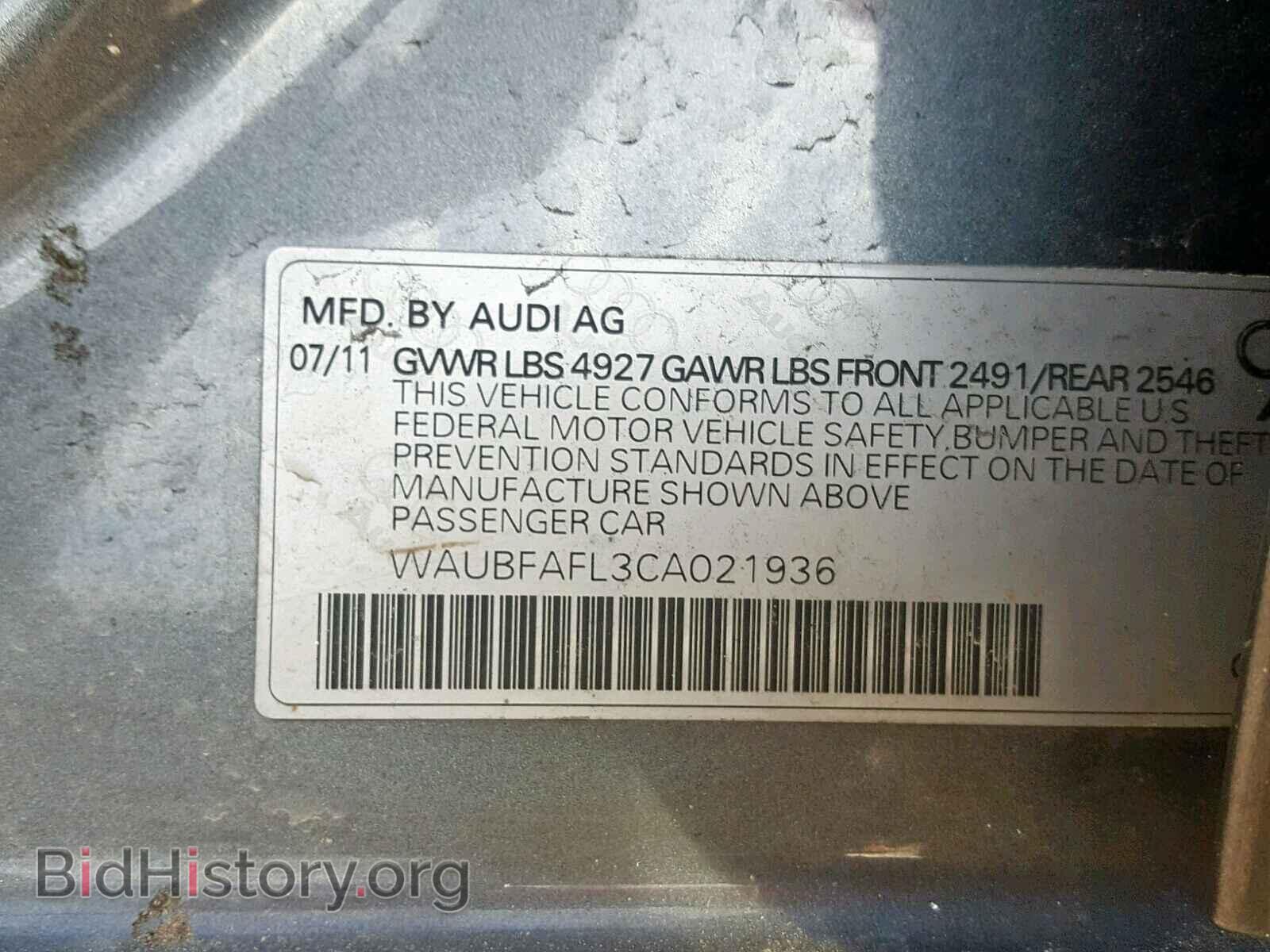 2012 AUDI A4 - VIN: WAUBFAFL3CA021936 - Photo 10