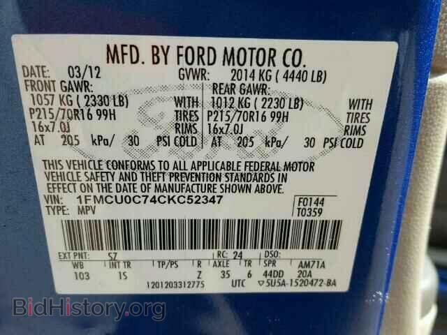 2012 FORD ESCAPE - VIN: 1FMCU0C74CKC52347 - Фото 10