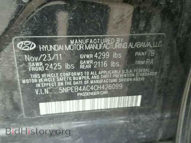 2012 HYUNDAI SONATA - VIN: 5NPEB4AC4CH426099 - Фото 10