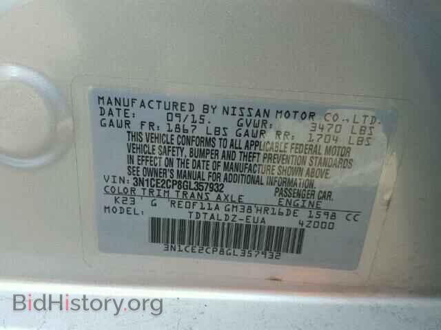 2016 NISSAN VERSA - VIN: 3N1CE2CP8GL357932 - Фото 10