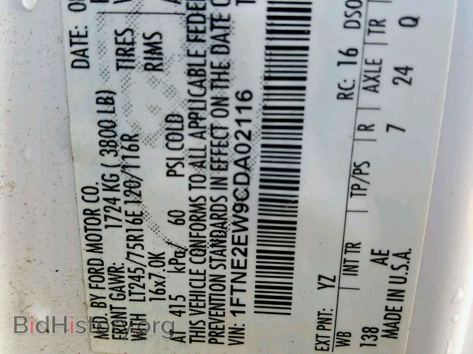 2012 FORD ECONOLINE - VIN: 1FTNE2EW9CDA02116 - Фото 10