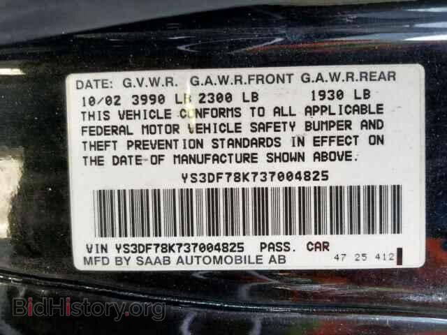 2003 SAAB 9 3 - VIN: YS3DF78K737004825 - Photo 10