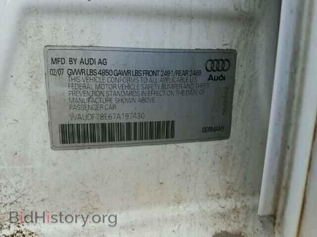2007 AUDI A4 - VIN: WAUDF78E67A197430 - Фото 10