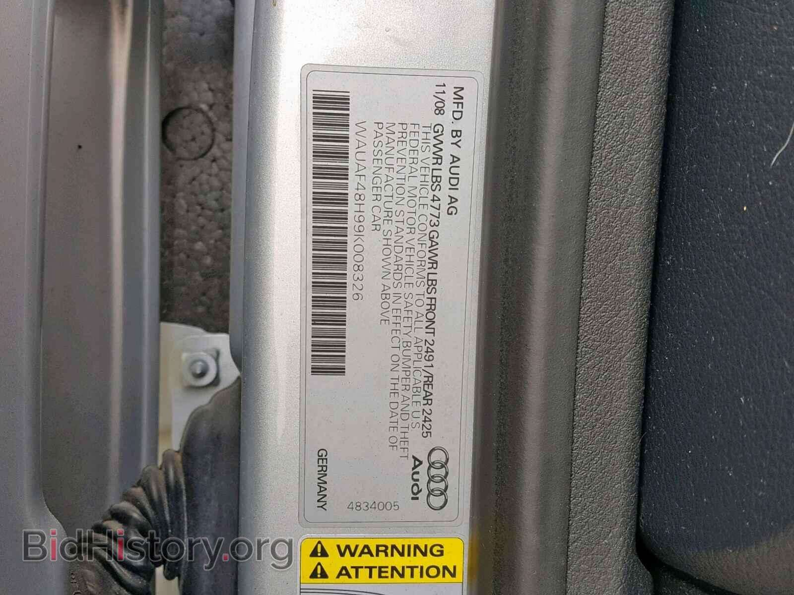 2009 AUDI A4 - VIN: WAUAF48H99K008326 - Фото 10
