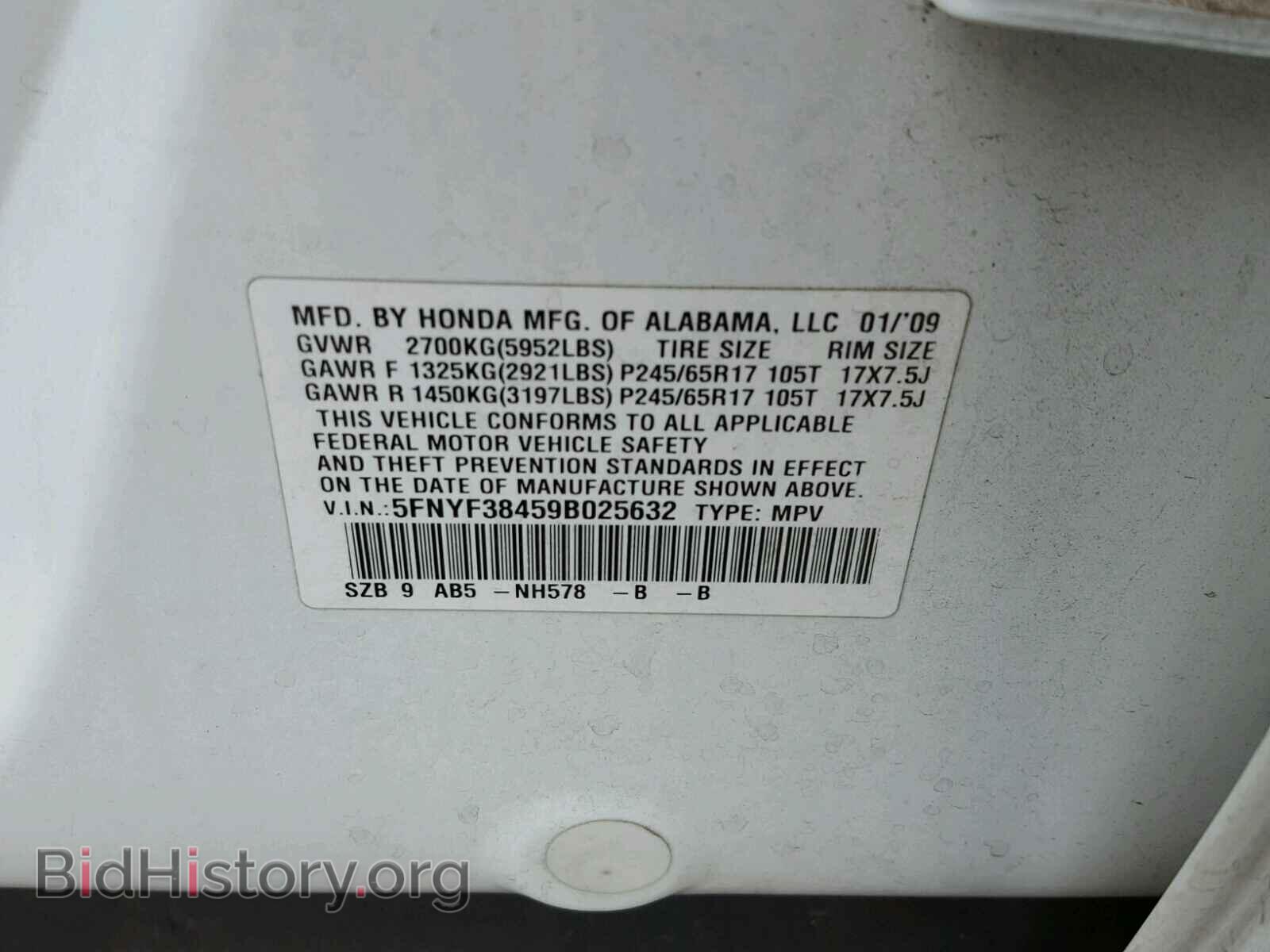 2009 HONDA PILOT - VIN: 5FNYF38459B025632 - Фото 10
