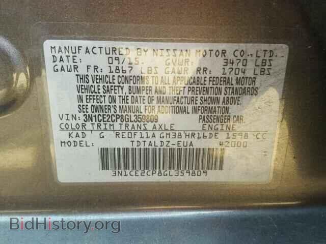 2016 NISSAN VERSA - VIN: 3N1CE2CP8GL359809 - Фото 10