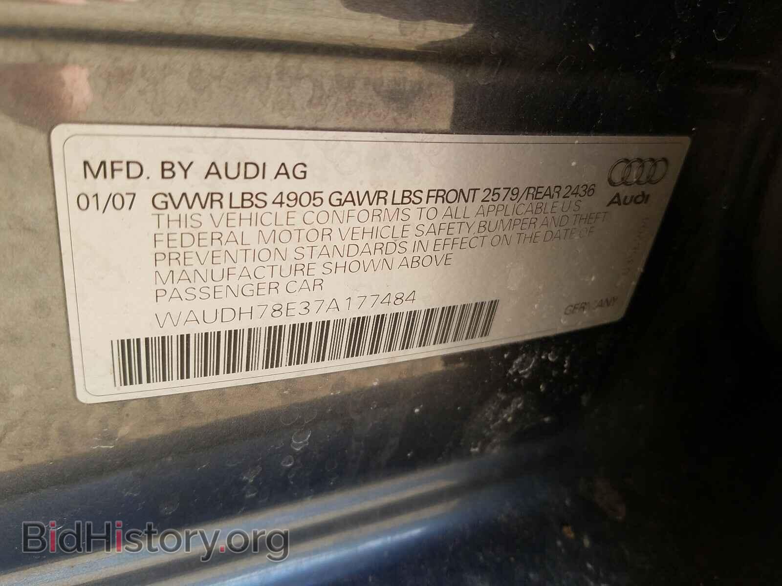 2007 AUDI A4 - VIN: WAUDH78E37A177484 - Фото 10