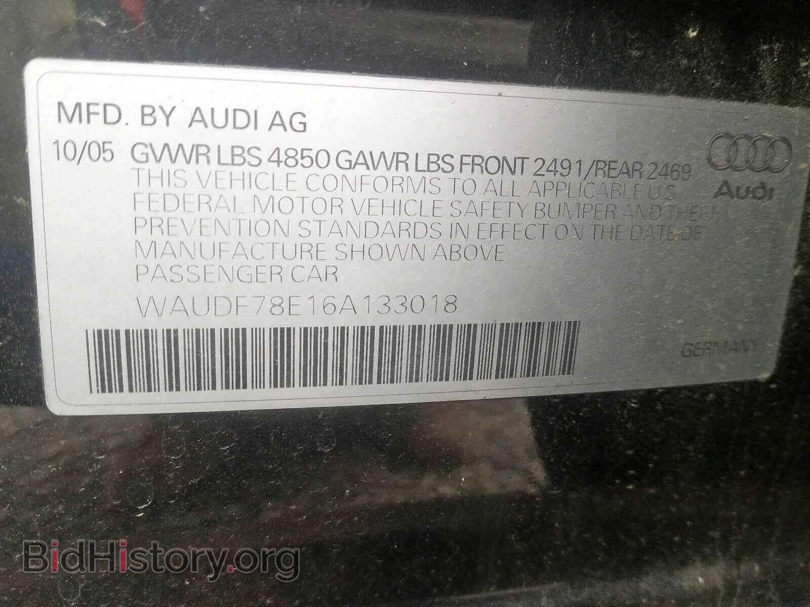 2006 AUDI A4 - VIN: WAUDF78E16A133018 - Photo 10