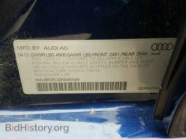 2013 AUDI A4 - VIN: WAUBFAFL4DN045589 - Фото 10