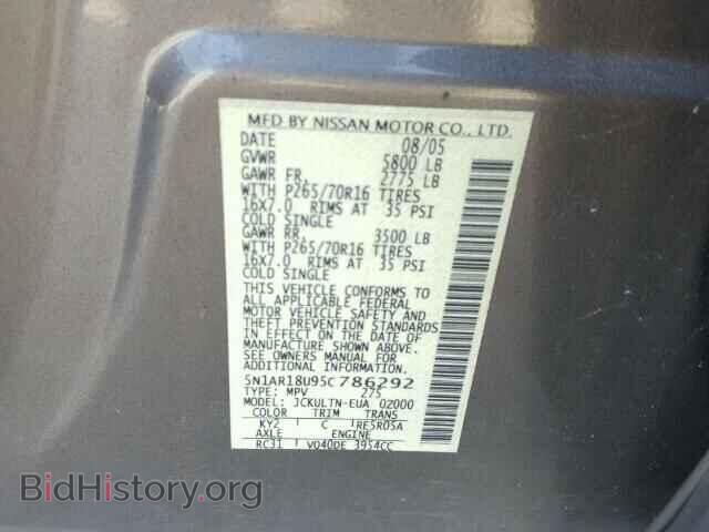 2005 NISSAN PATHFINDER - VIN: 5N1AR18U95C786292 - Фото 10