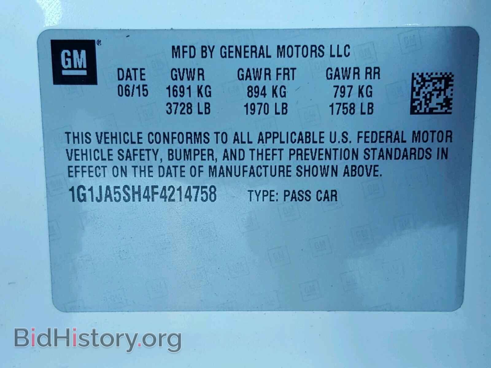 2015 CHEVROLET SONIC - VIN: 1G1JA5SH4F4214758 - Фото 10