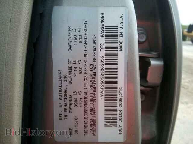 2002 MAZDA 626 - VIN: 1YVGF22C525262855 - Фото 10