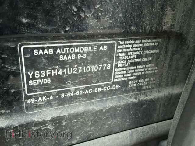2007 SAAB 9 3 - VIN: YS3FH41U271010778 - Фото 10