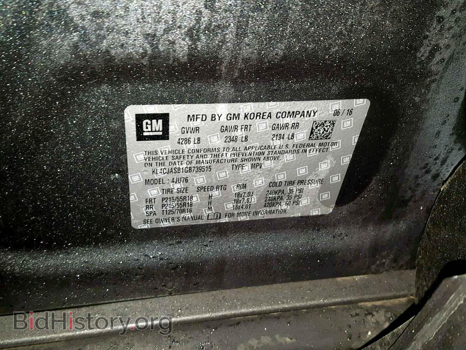 2016 BUICK ENCORE - VIN: KL4CJASB1GB739515 - Фото 10
