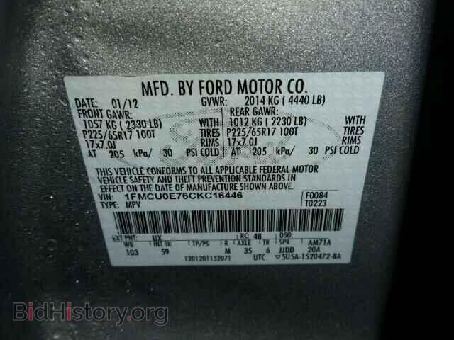 2012 FORD ESCAPE - VIN: 1FMCU0E76CKC16446 - Photo 10