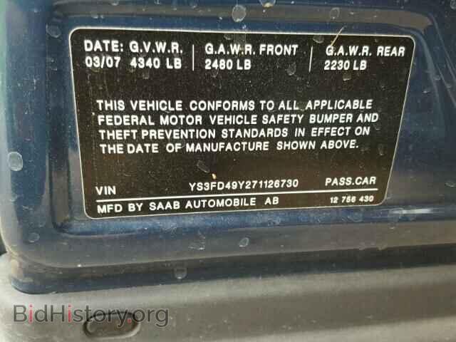 2007 SAAB 9 3 - VIN: YS3FD49Y271126730 - Фото 10