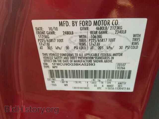 2011 FORD ESCAPE - VIN: 1FMCU9DG3BKA52593 - Фото 10